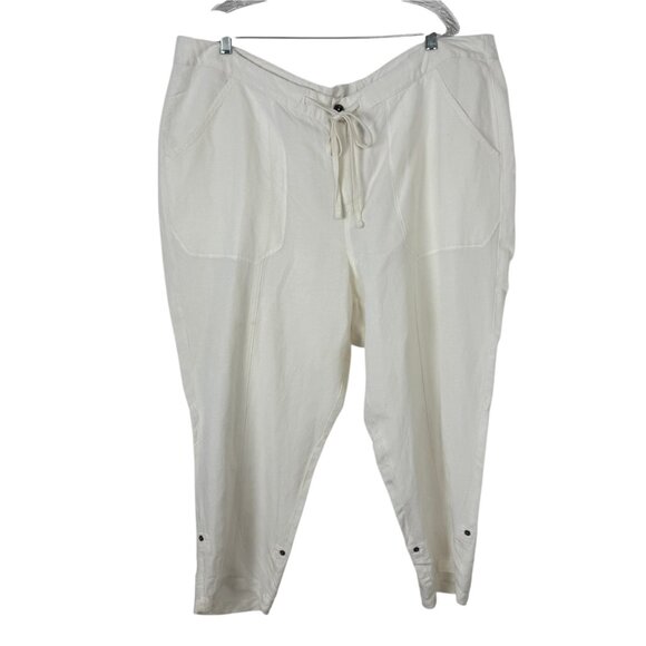 Lane Bryant Ivory Linen Rayon Wide Leg Lightweight Trouser Pants READ Sz 22/24 - Picture 1 of 10
